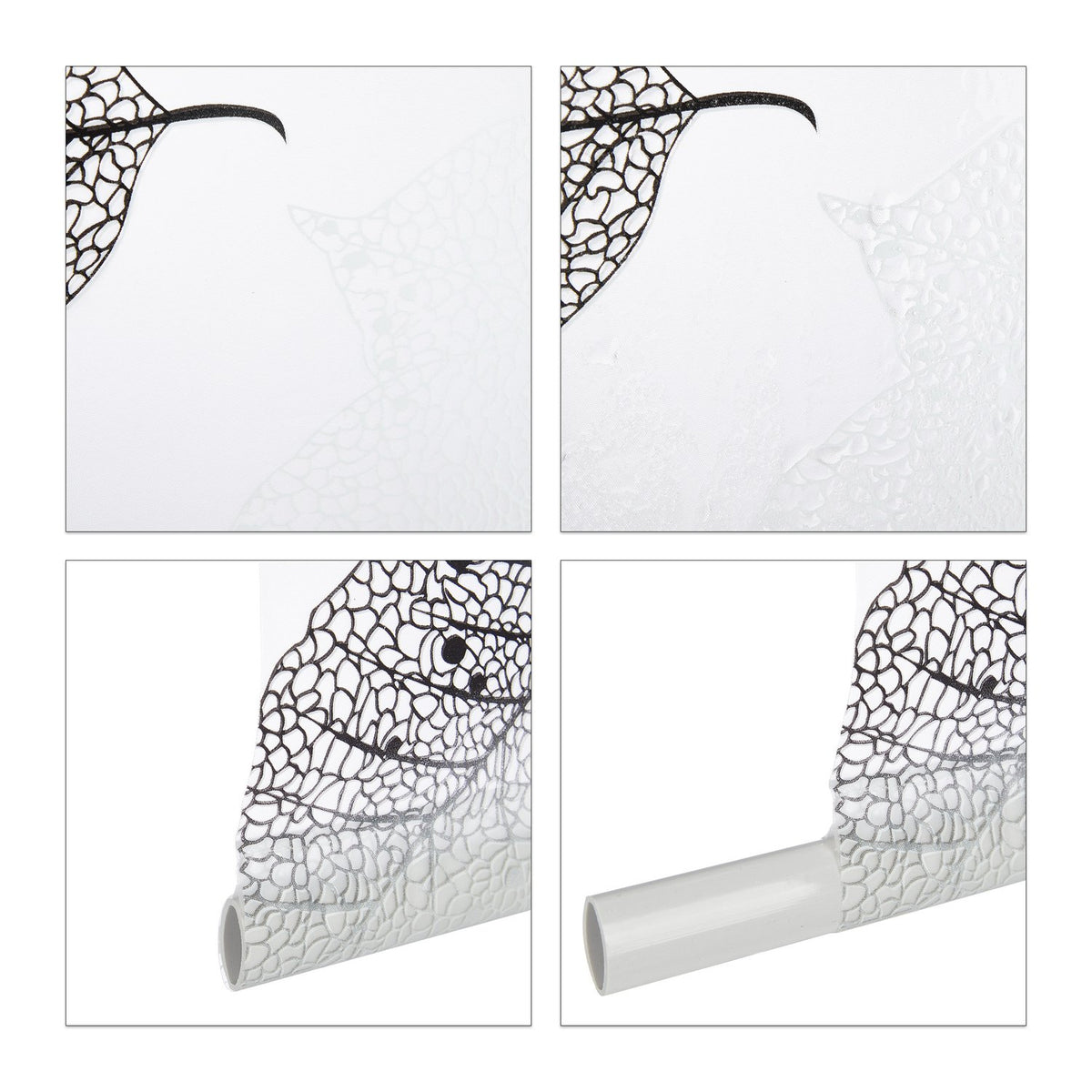 Roller blind for shower with leaf design