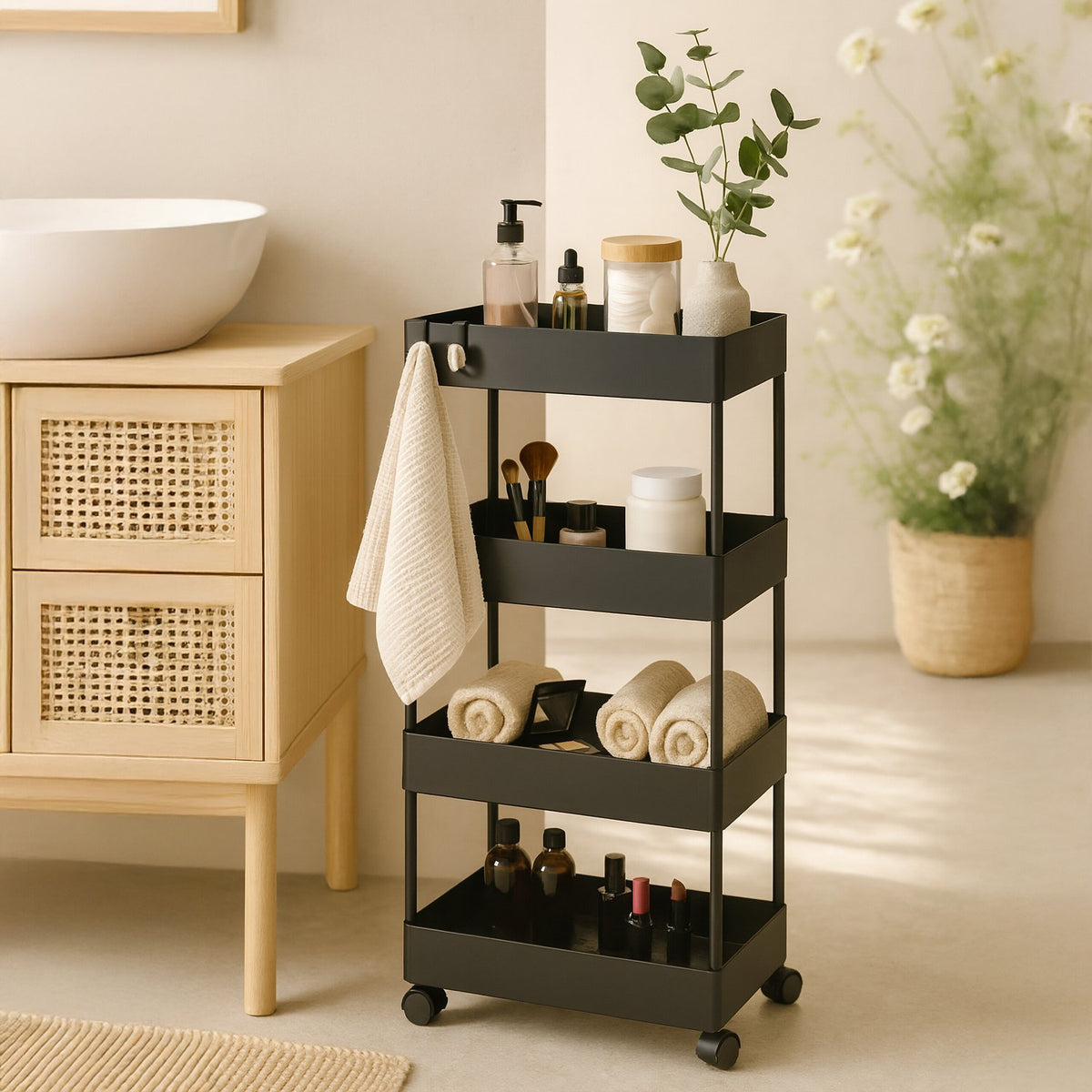 Rolling Cart with 4 Levels – Kitchen & Bathroom Storage