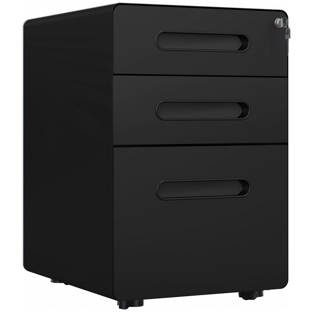 Rolling Container Filing Cabinet Office Container With 3 Drawers, Steel, Black, 39X48X59Cm