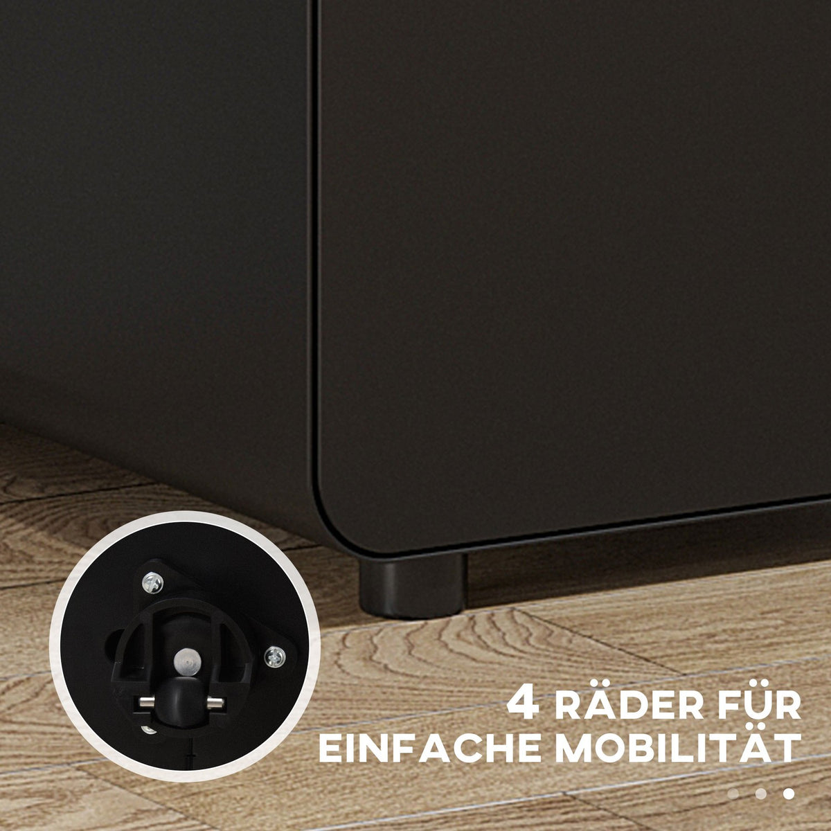 Rolling Container Filing Cabinet Office Container With 3 Drawers, Steel, Black, 39X48X59Cm