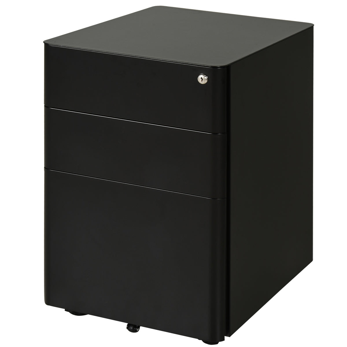 Rolling Container Mobile Filing Cabinet With 3 Drawers, Office Cabinet, Steel, Black, 39X48X59Cm