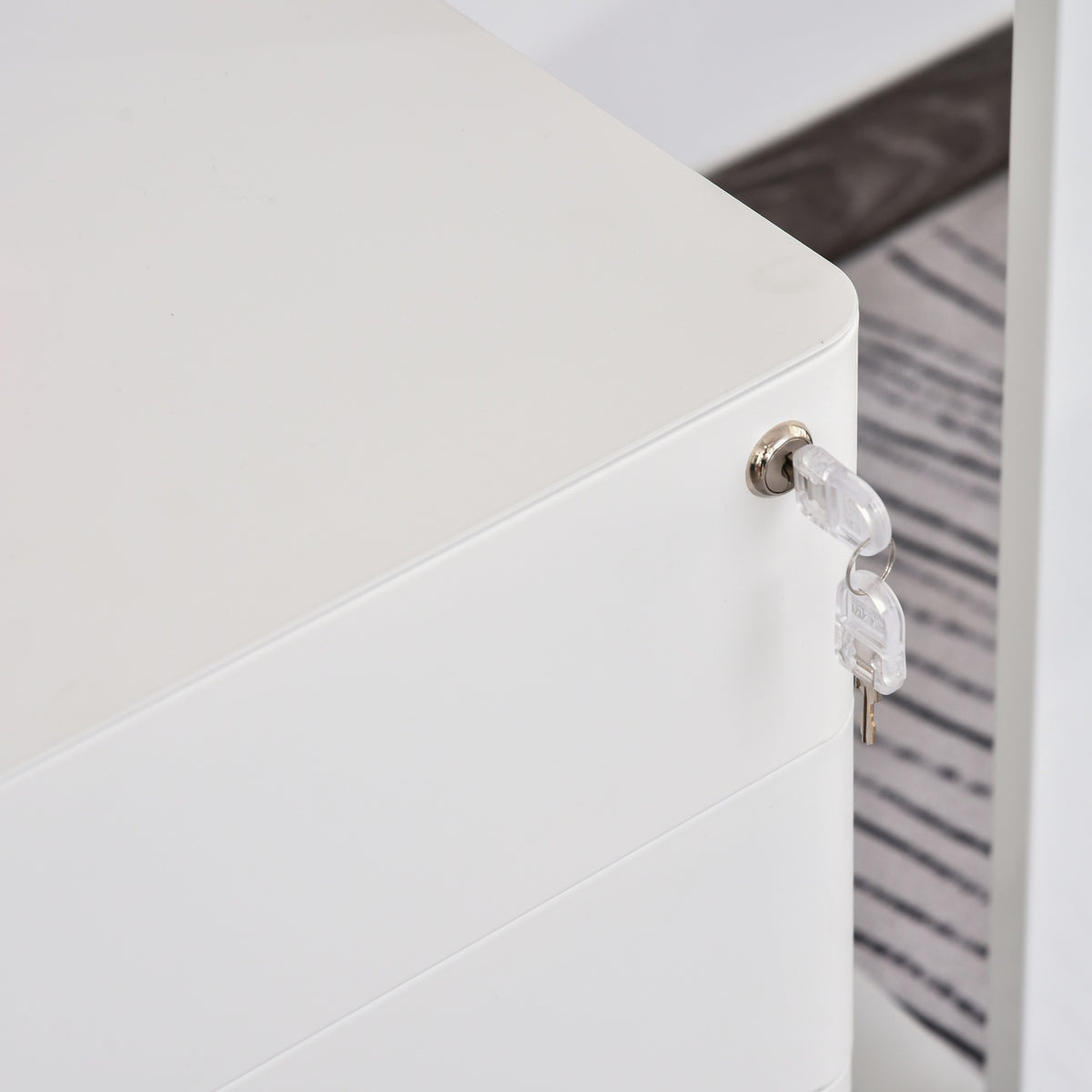 Rolling Container Mobile Filing Cabinet With 3 Drawers, Office Cabinet, Steel, White, 39X48X59Cm
