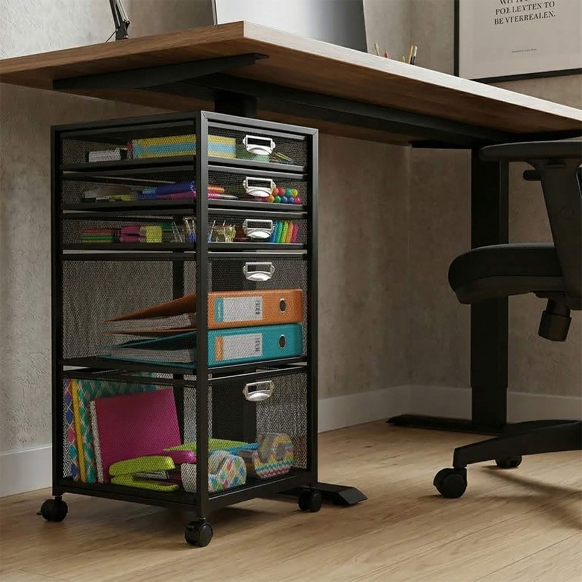 Rolling File Cabinet, 5-Drawer Mesh Under-Desk