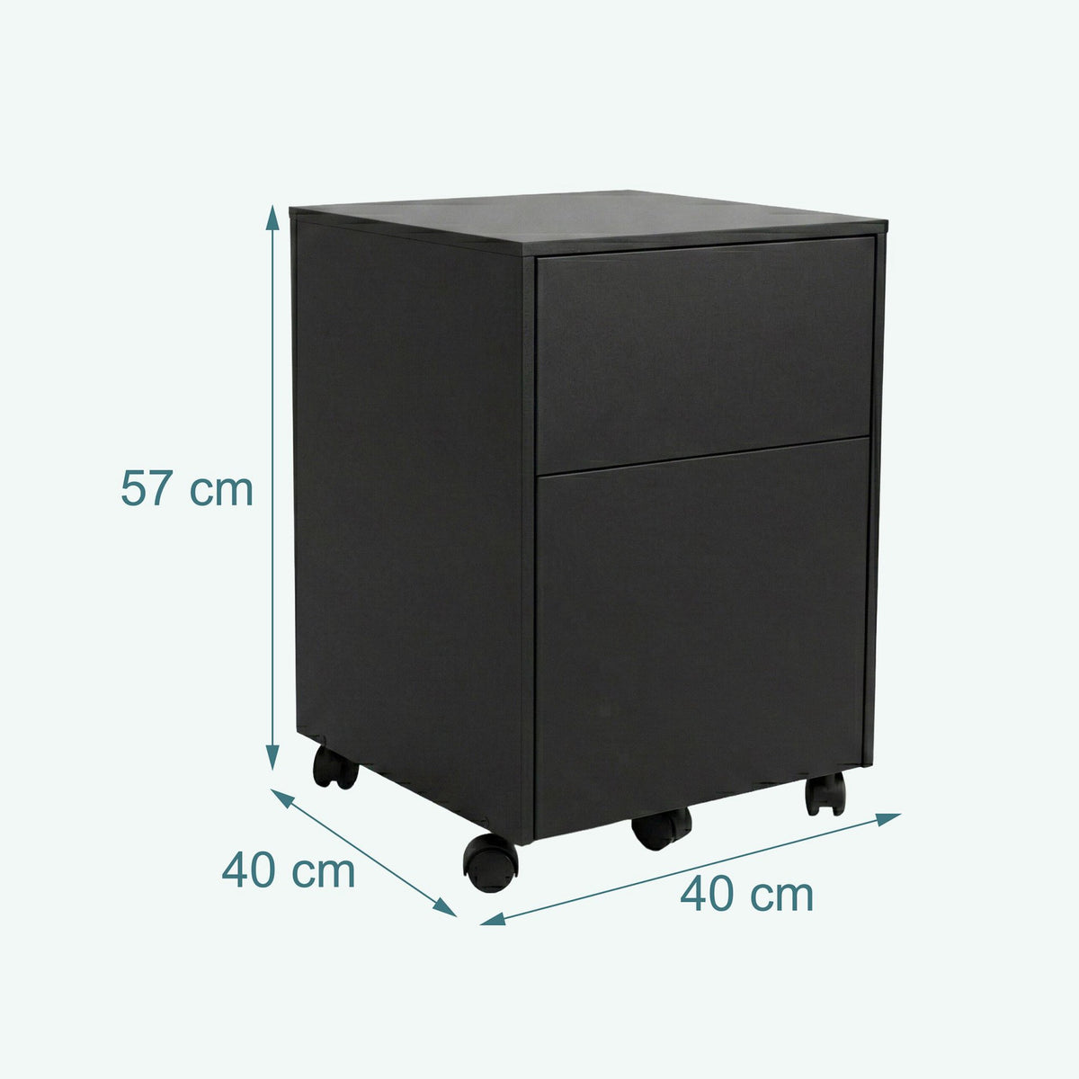 Rolling File Cabinet with Hanging Rails and Drawer