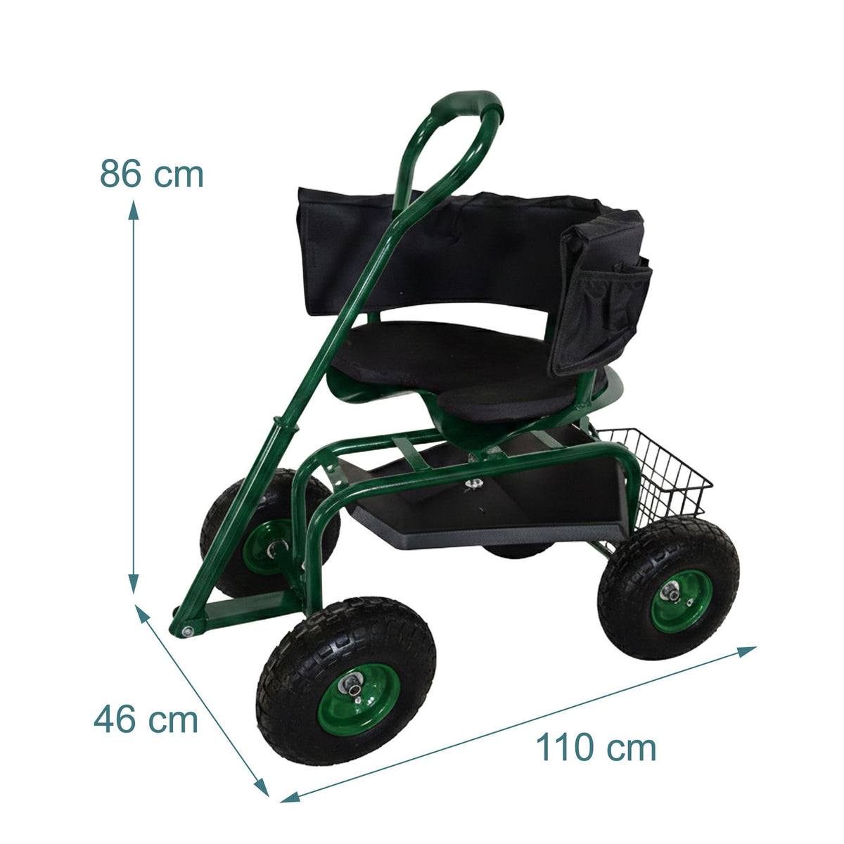 Rolling Garden Seat with Adjustable Height and Storage