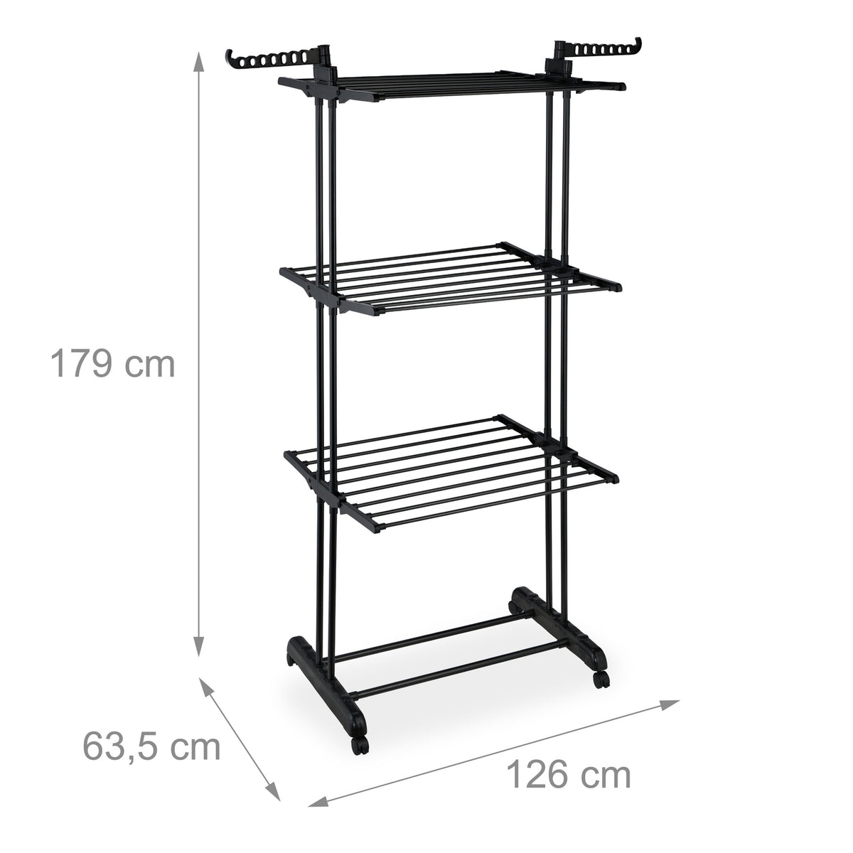 Rolling Laundry Drying Rack with Foldable Wings