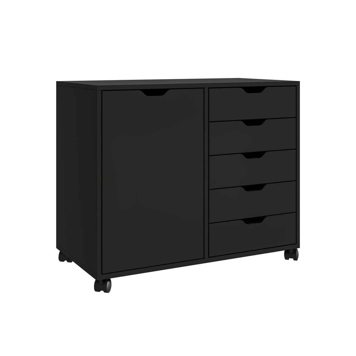 Rolling Office Cart with 5 Drawers & 2 Shelves