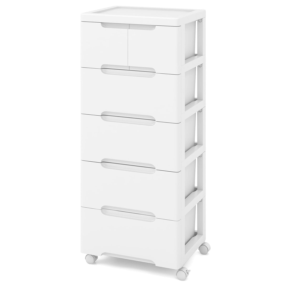 Rolling Storage Cabinet with 6 Drawers, PP Material