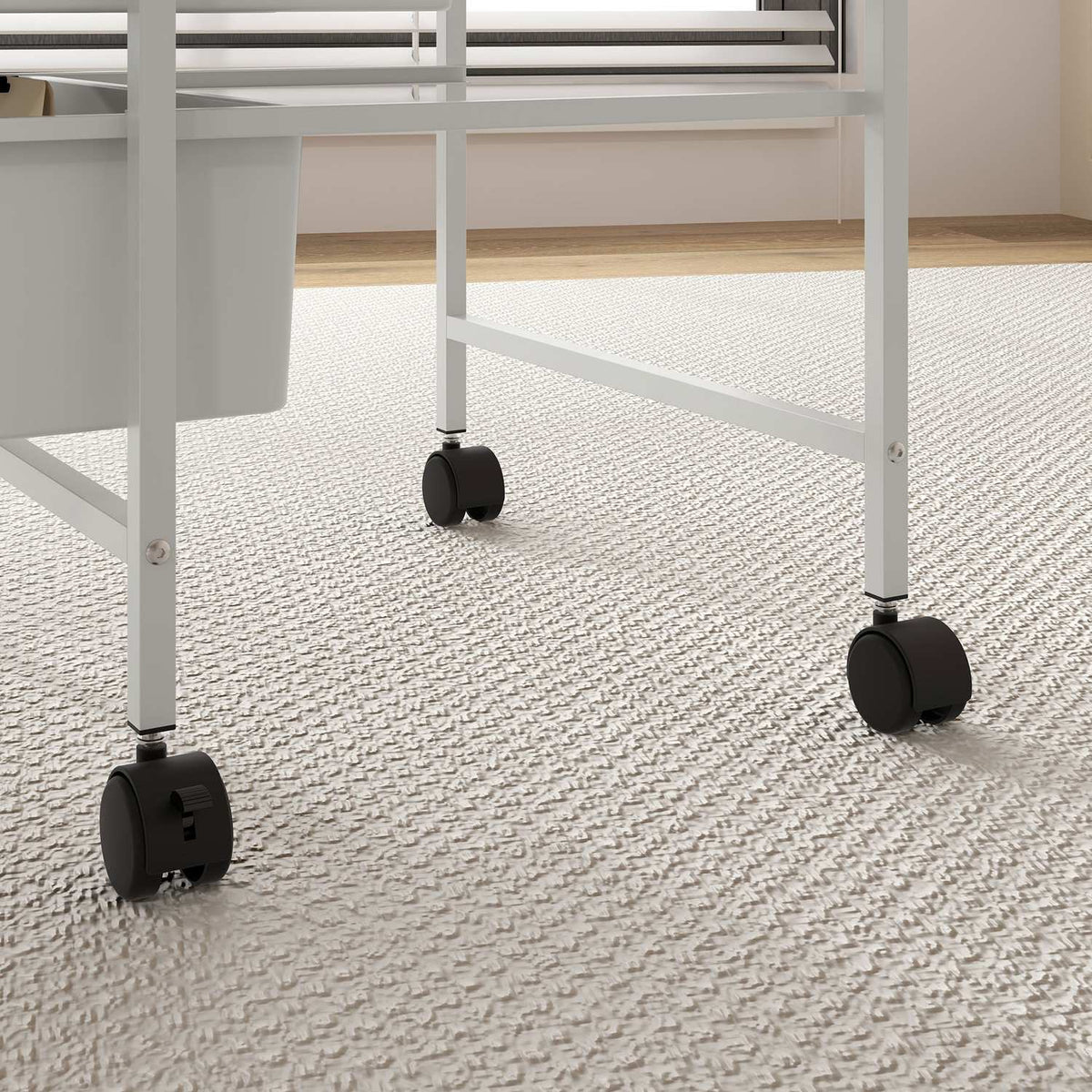 Rolling Trolley Serving Trolley with 3 Tier Handles Storage Trolley for Kitchen Living Room 40.8 x 33.5 x 60.5 cm White