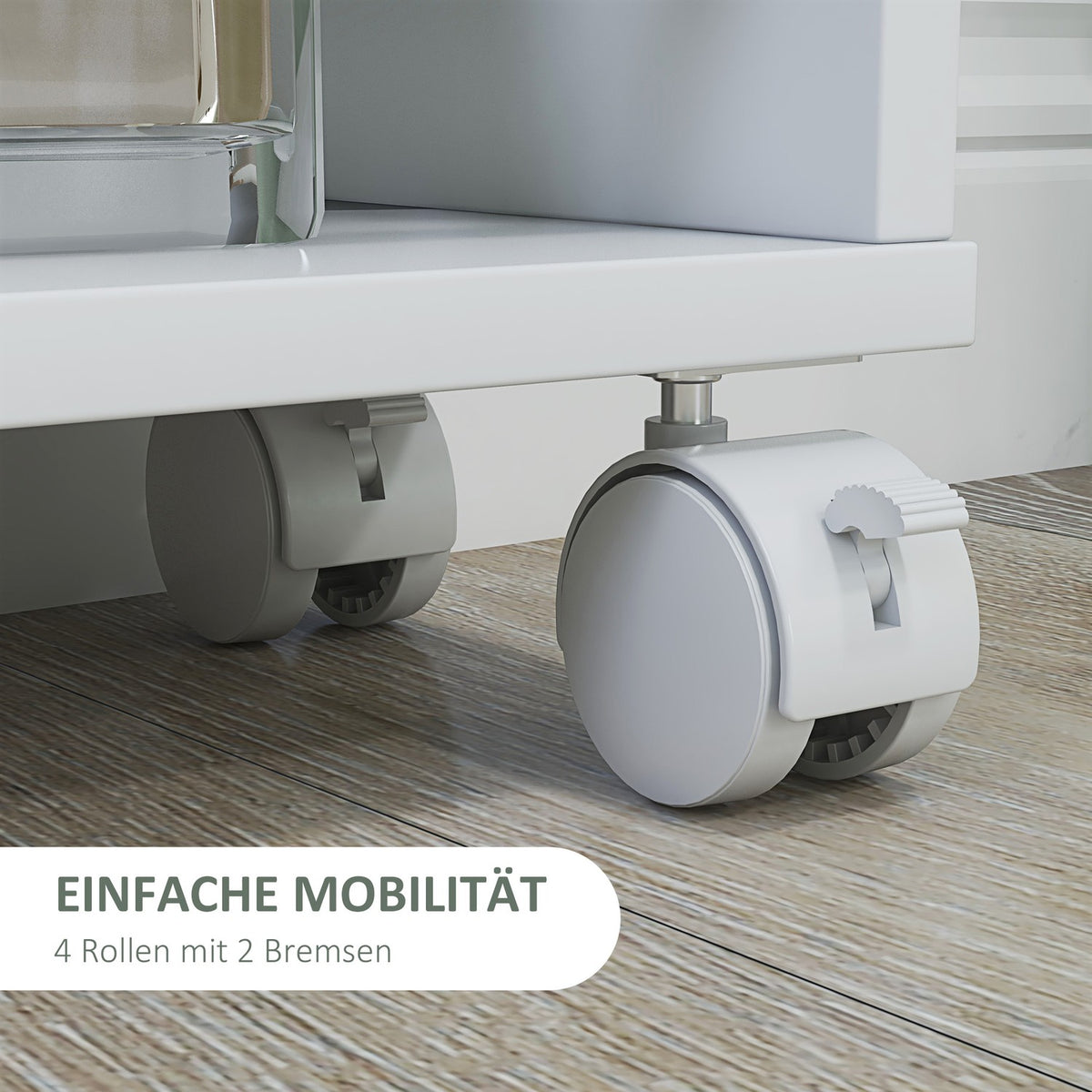 Rolling Trolley Slim Serving Trolley with 4 Tier Handles Storage Trolley for Kitchen Living Room White 45 x 15 x 91 cm