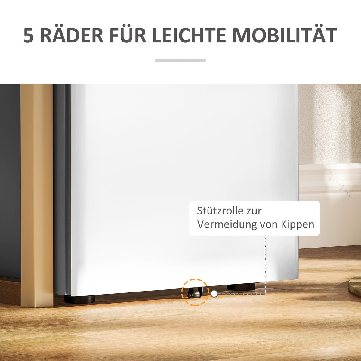 Rolling container, mobile filing cabinet with 3 drawers, lockable office cabinet with hanging file, storage, steel, 39 x 48 x 59 cm white + gray