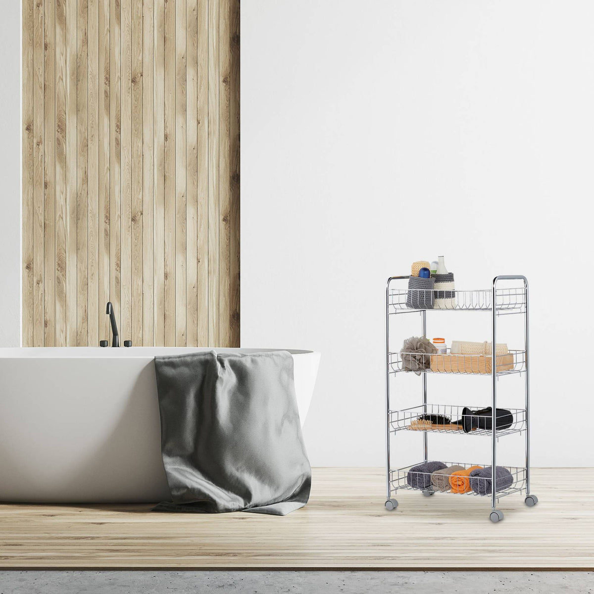 Rolling shelf in metal