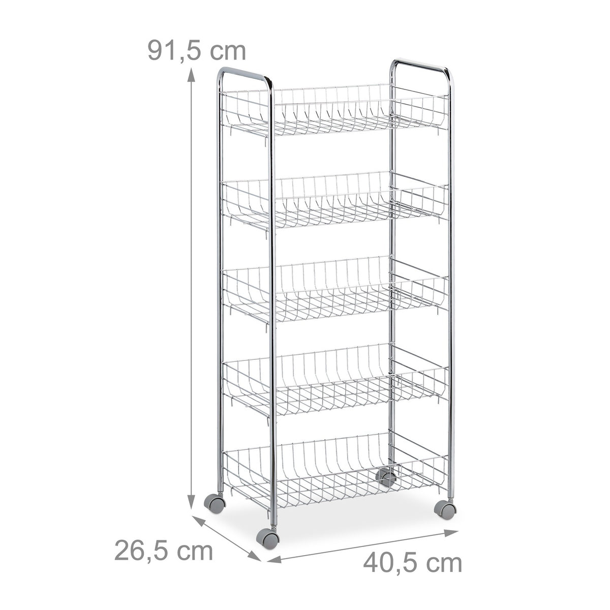 Rolling shelf in metal