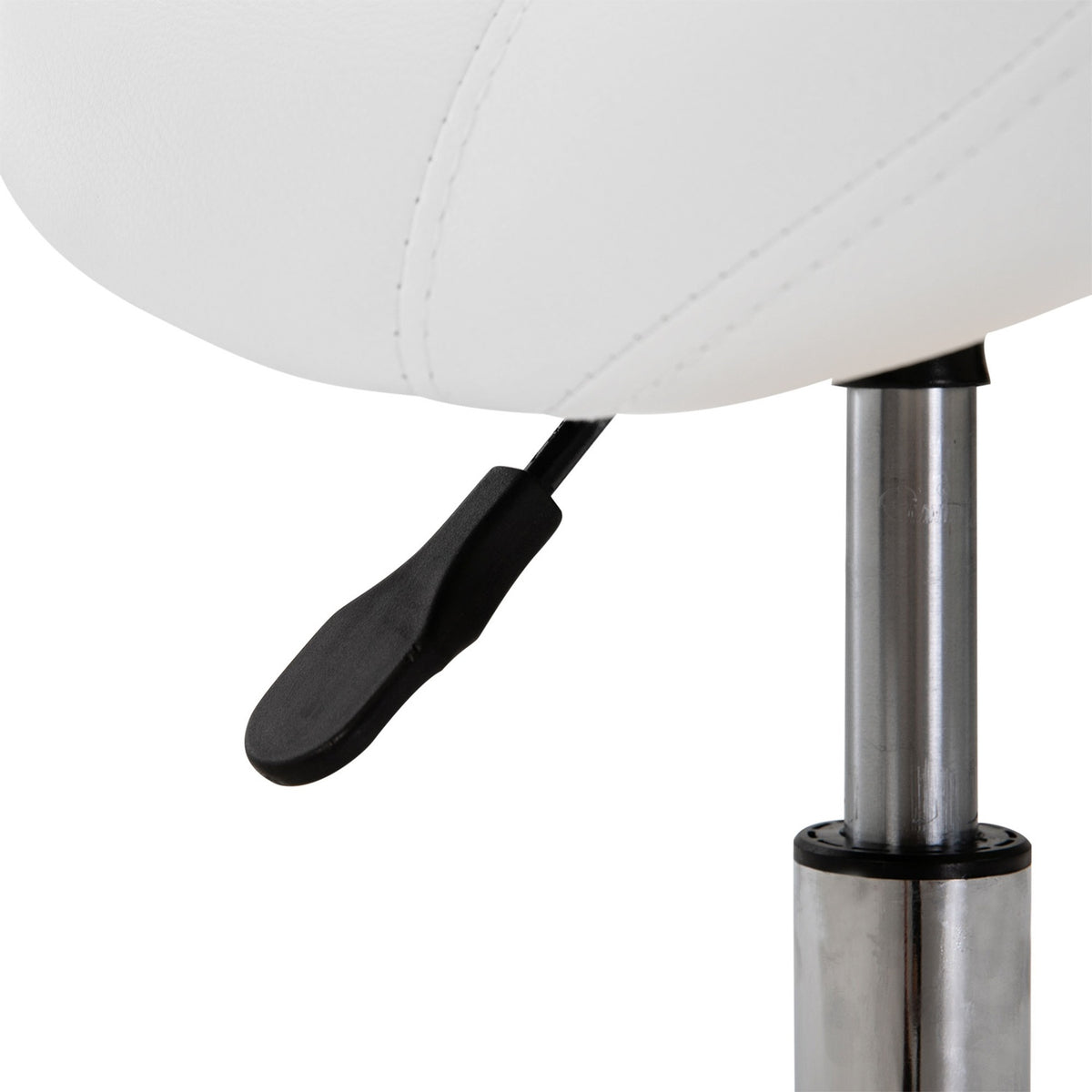 Rolling stool, height-adjustable, saddle stool, work stool, padded, white