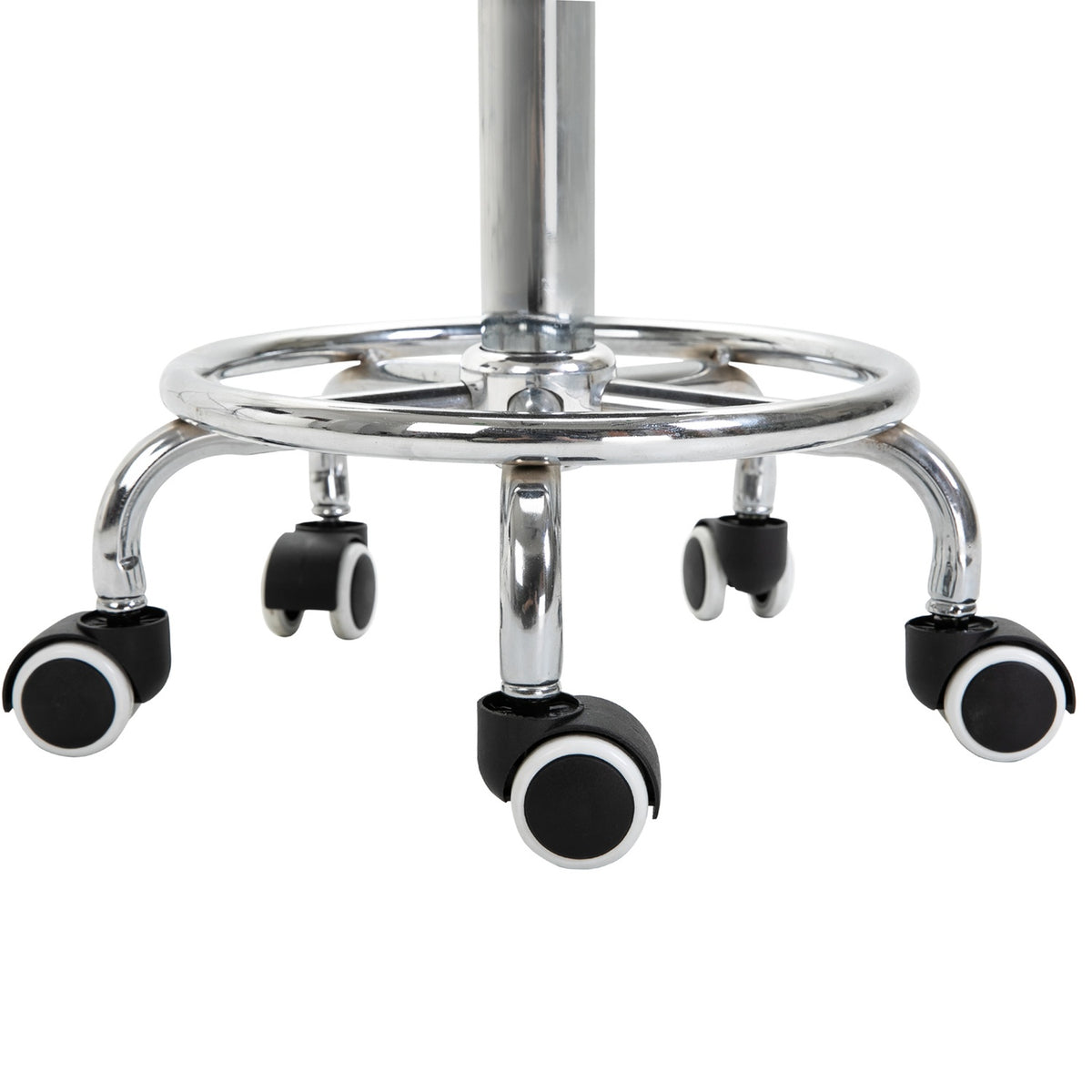 Rolling stool, height-adjustable work stool with foot ring, rotating salon stool, swivel stool with wheels, black, Ø42 x 50-64 cm