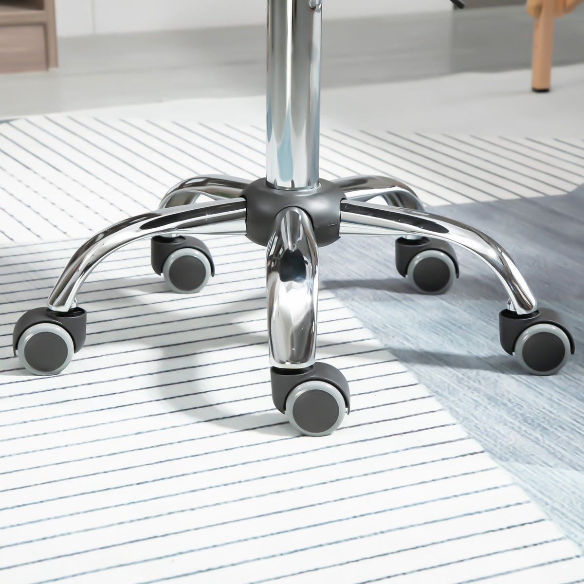 Rolling stool, height-adjustable work stool with wheels, rotating salon stool for massage, faux leather, black, 48 x 48 x 54-69 cm