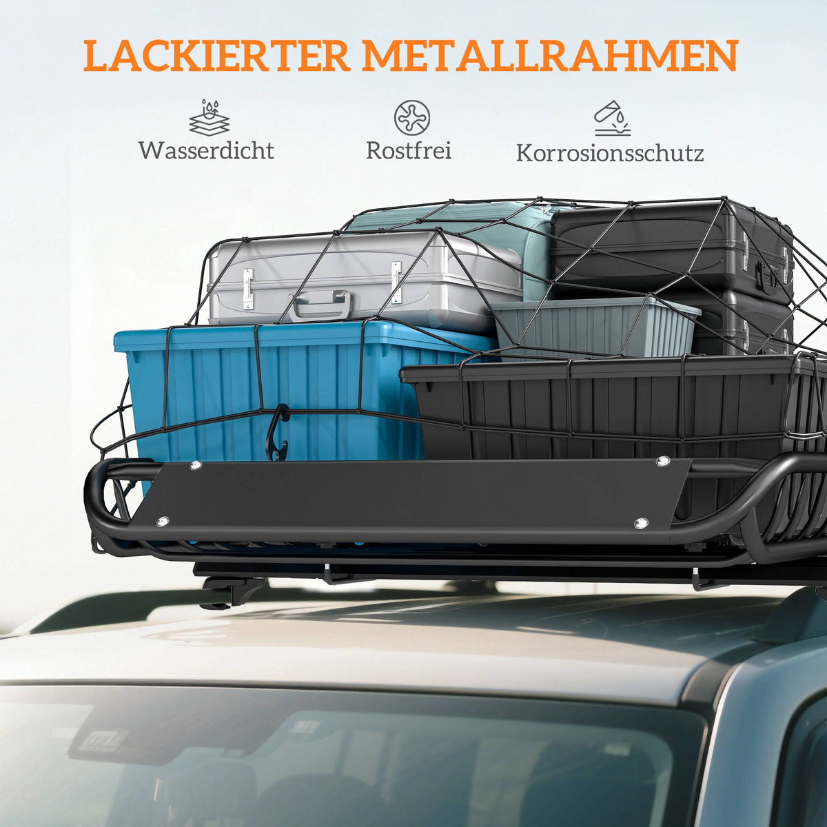 Roof Cargo Basket, 116x92 cm, 150 kg Capacity, Metal