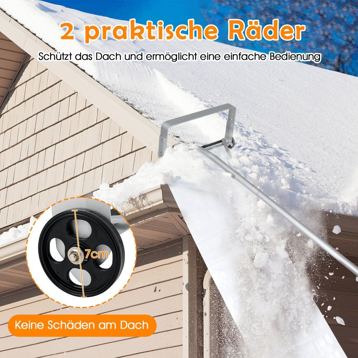 Roof snow clearer with wheels aluminum roof snow shovel snow shovel roof clearer
