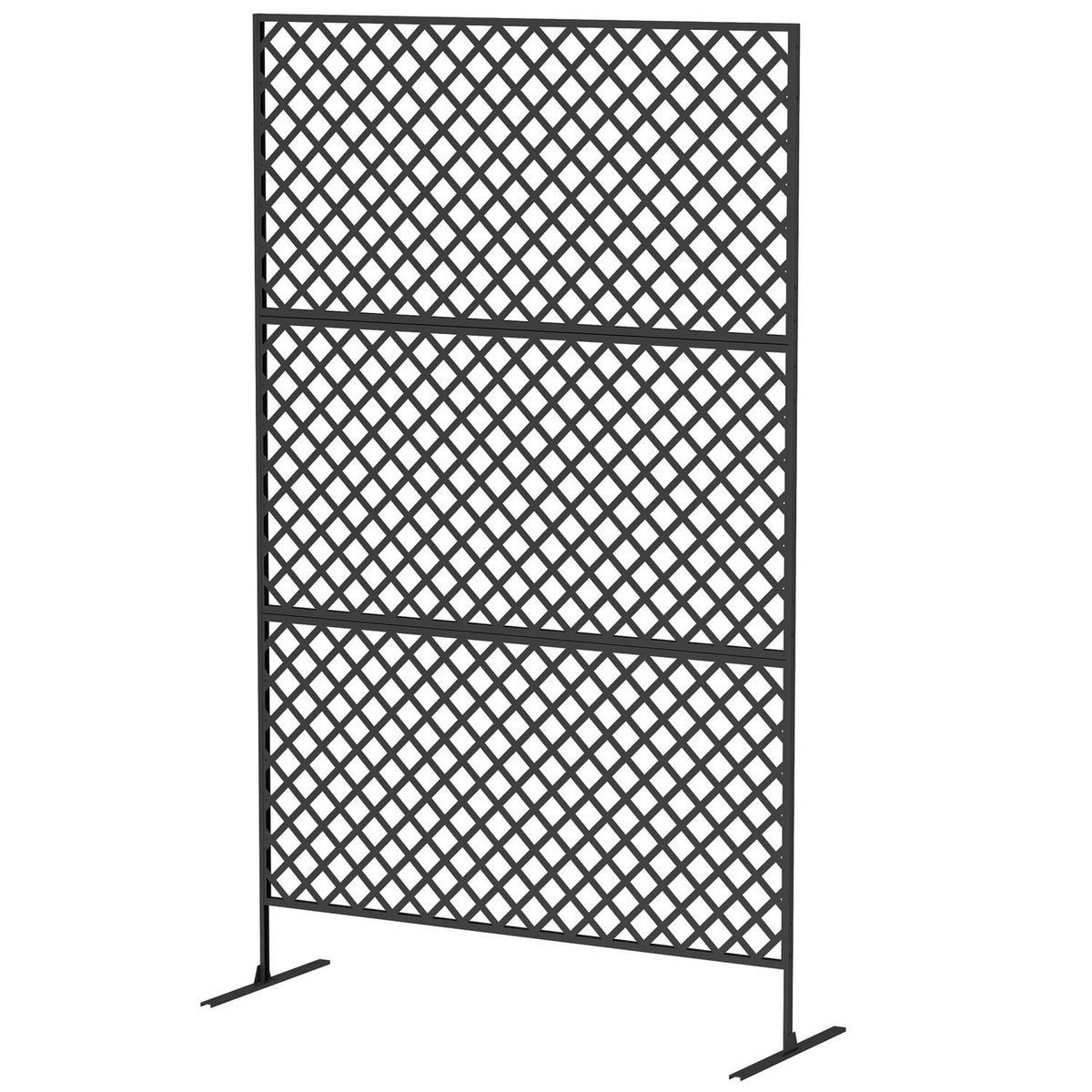 Room divider 3-part 122 x 198 cm free-standing screen in grid, partition 3-piece privacy screen made of steel, outdoor room divider privacy screen partition for garden, balcony, terrace, black
