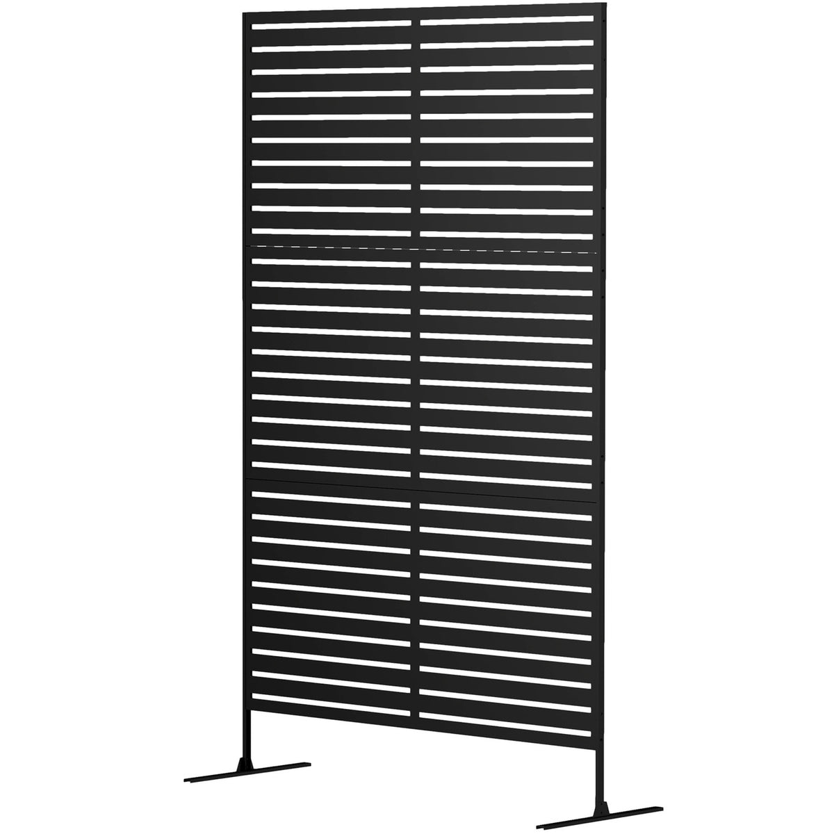 Room divider, 3 parts, 122 x 198 cm, free-standing screen in slats, partition wall, 3-piece privacy screen made of steel, outdoor room divider, privacy screen, partition for garden, balcony, terrace, black