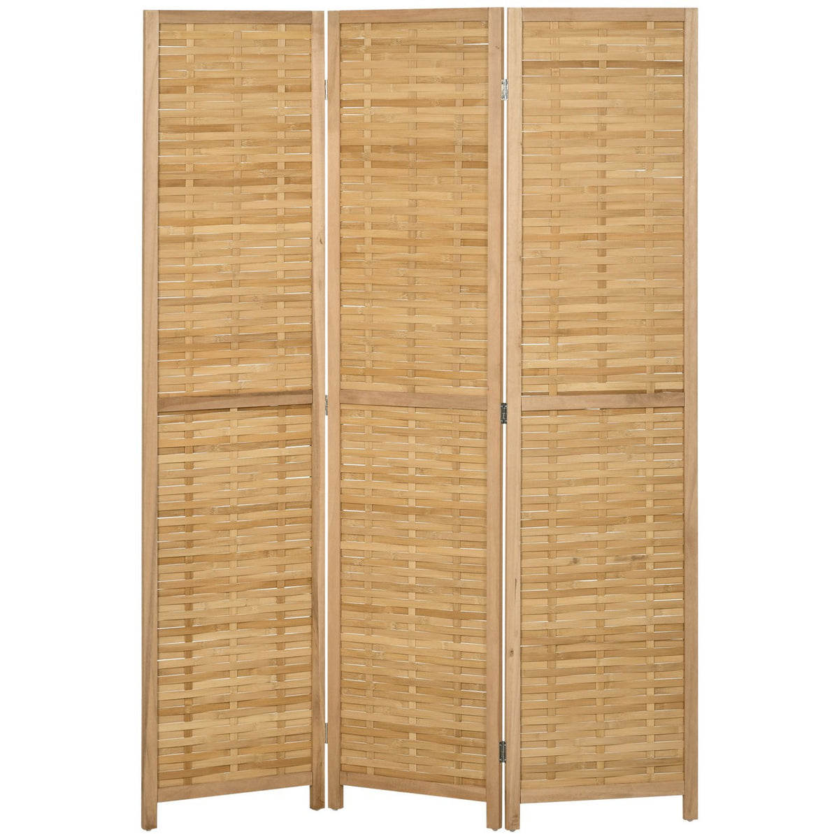 Room divider screen, 3-part, foldable privacy screen made of bamboo, 120x170cm, for living room or bedroom, natural