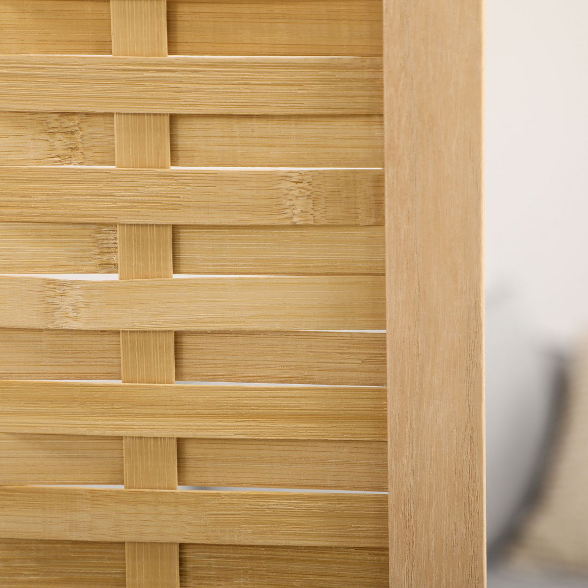Room divider screen, 3-part, foldable privacy screen made of bamboo, 120x170cm, for living room or bedroom, natural