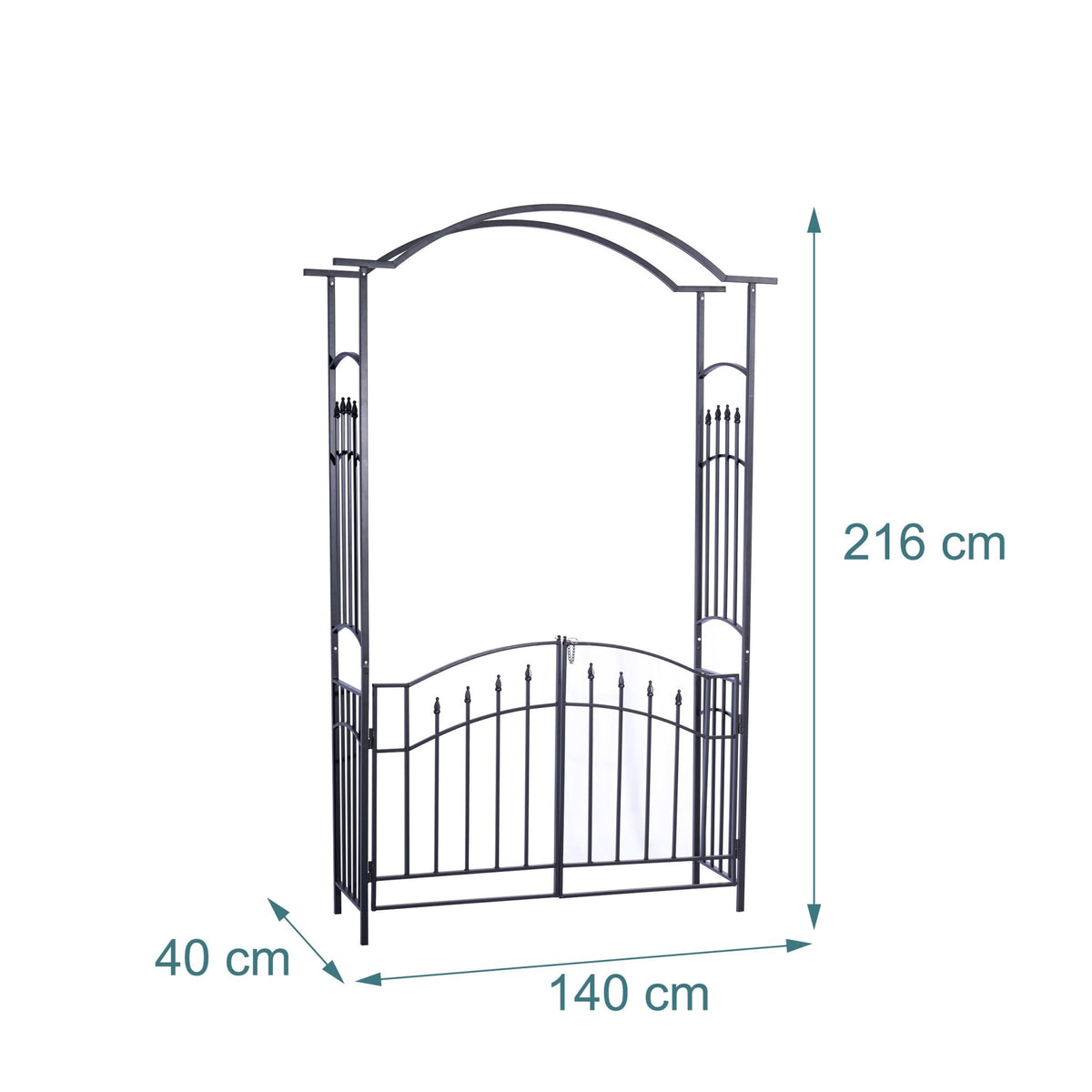 Rose Arbor With Double Gate – Black Metal Garden Trellis