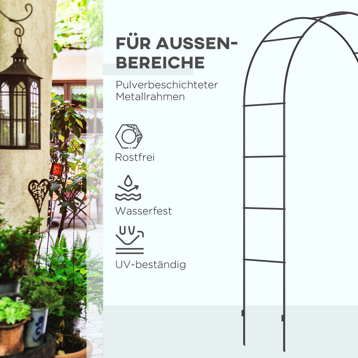 Rose Arch Metal Arch Garden Arch Climbing Plants Black 140 X 40 X 240 Cm