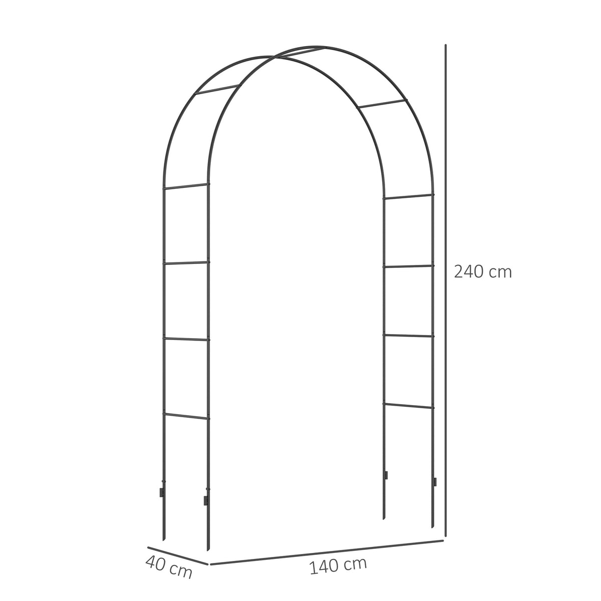 Rose Arch Metal Arch Garden Arch Climbing Plants Black 140 X 40 X 240 Cm
