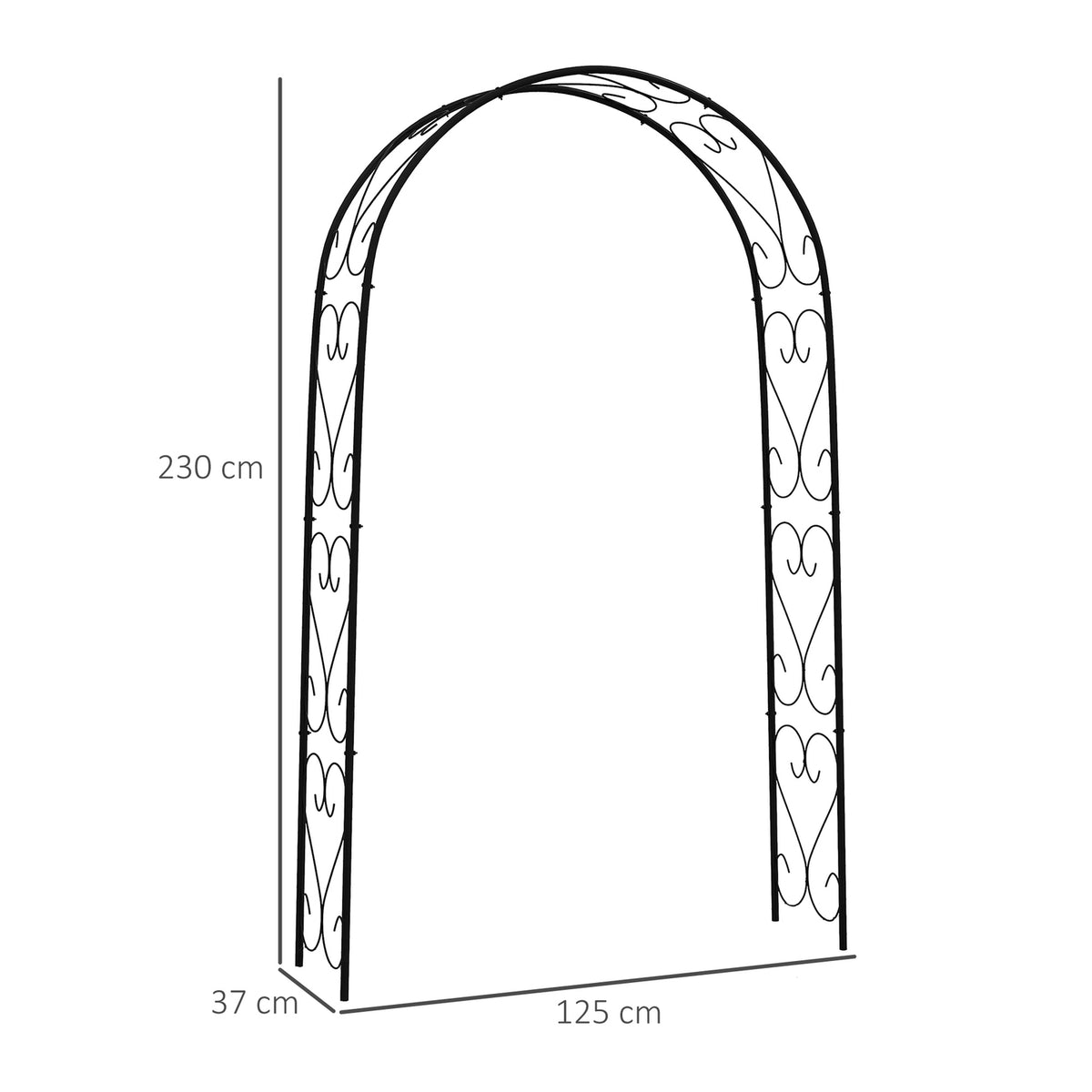 Rose Arch Steel Arch Garden Arch For Climbing Plants 125 X 37 X 230 Cm Trellis Garden Decoration Black