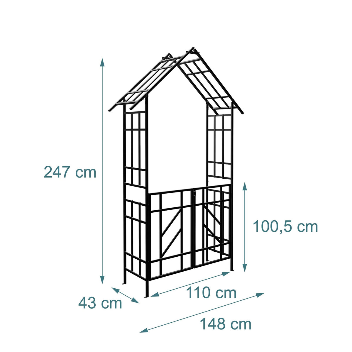 Rose Arch With Double Gate – Lockable Pointed Roof