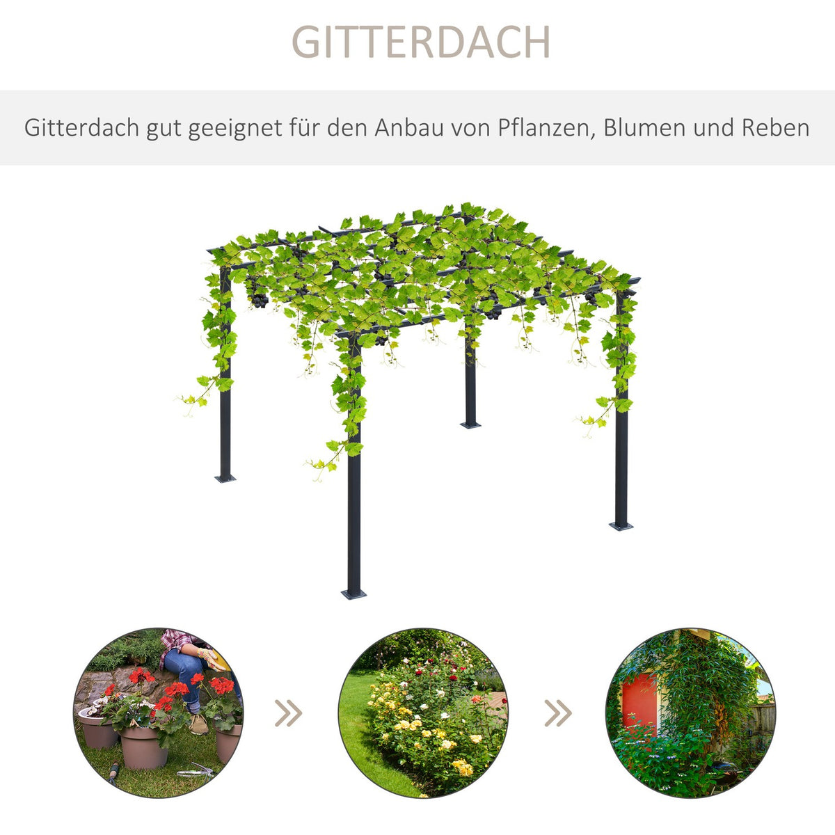 Rose Pavilion Stable Plant Arch As A Trellis, Garden Pavilion, Weatherproof, Metal, Black, 2.97X2.95X2.3M