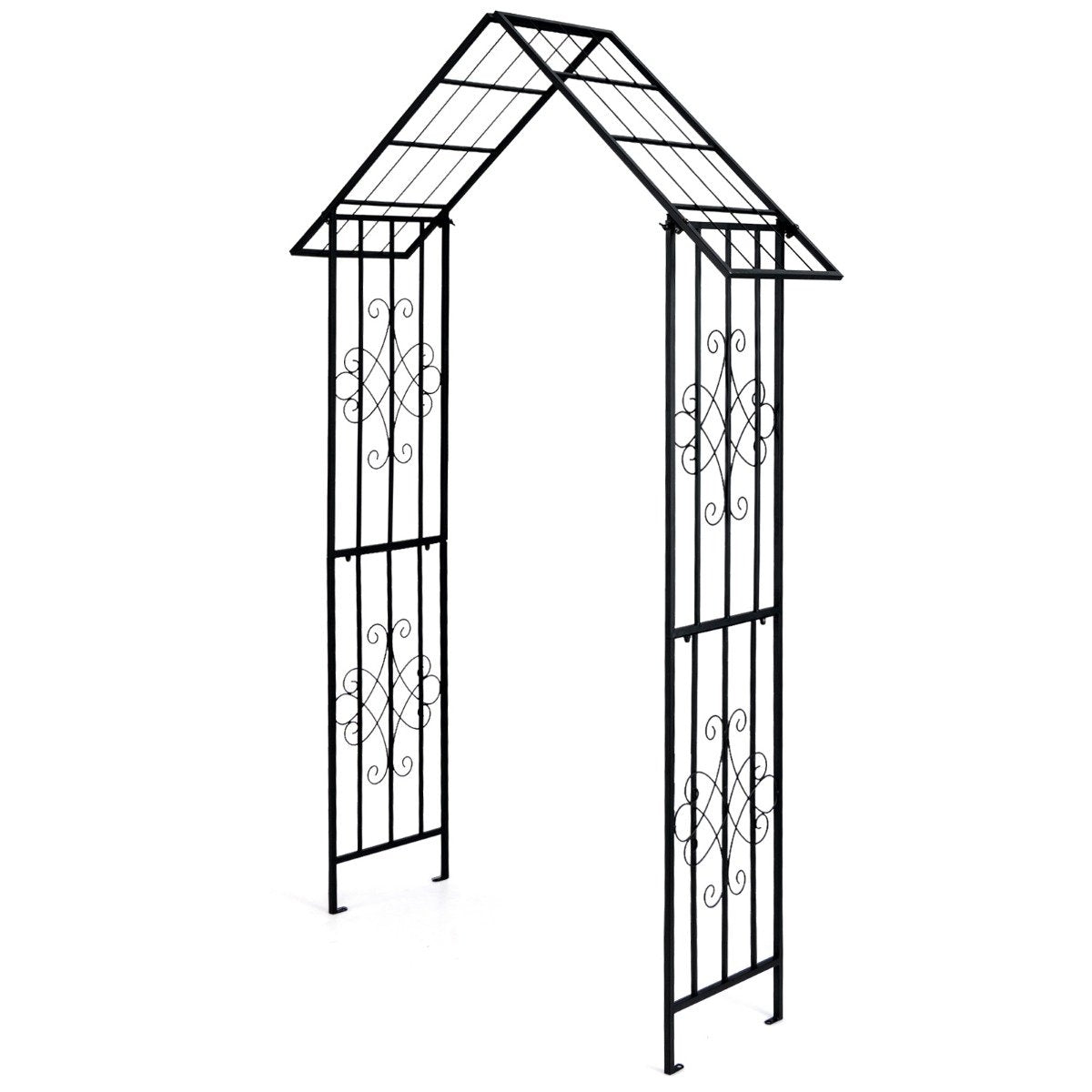 Rose arch metal garden arch for climbing plants trellis arch for backyard wedding party 140 x 40 x 223 cm black