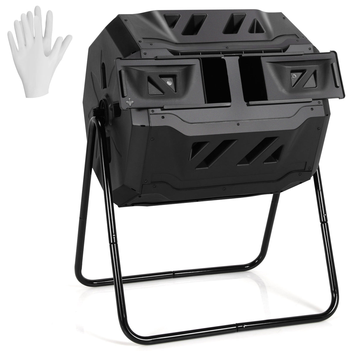 Rotating Compost Bin, 160L Dual Chamber Garden Tumbler