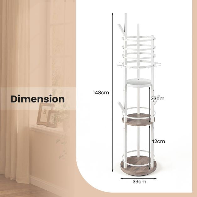 Rotating Jewelry Organizer Stand, 3-Tier, 360 Hooks, Tray