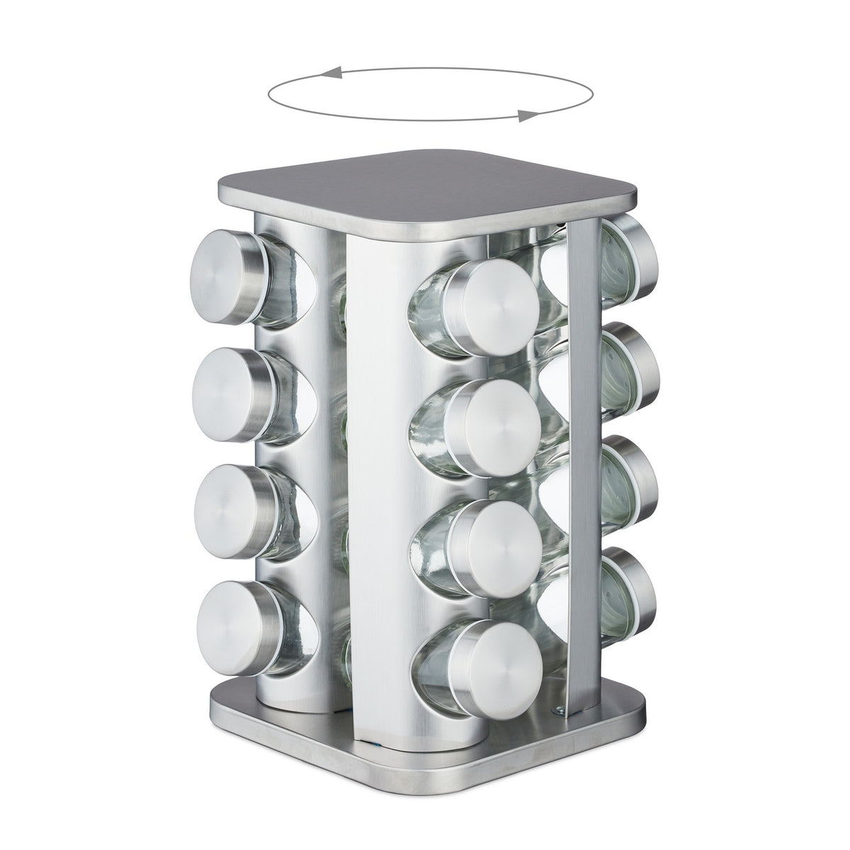 Rotating spice carousel with 16 glasses