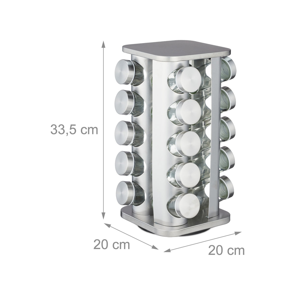 Rotating spice carousel with 20 glasses