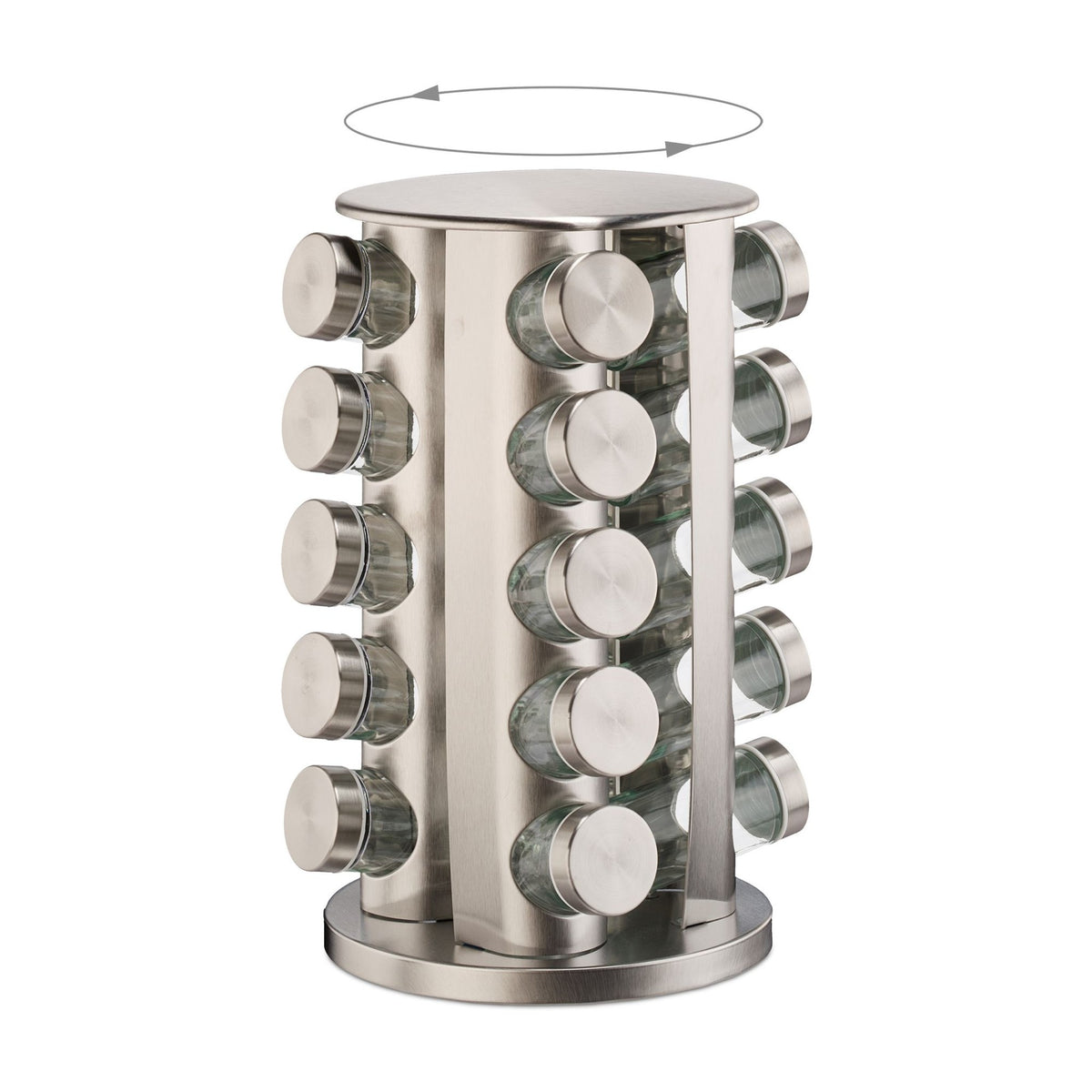 Rotating spice carousel with 20 jars