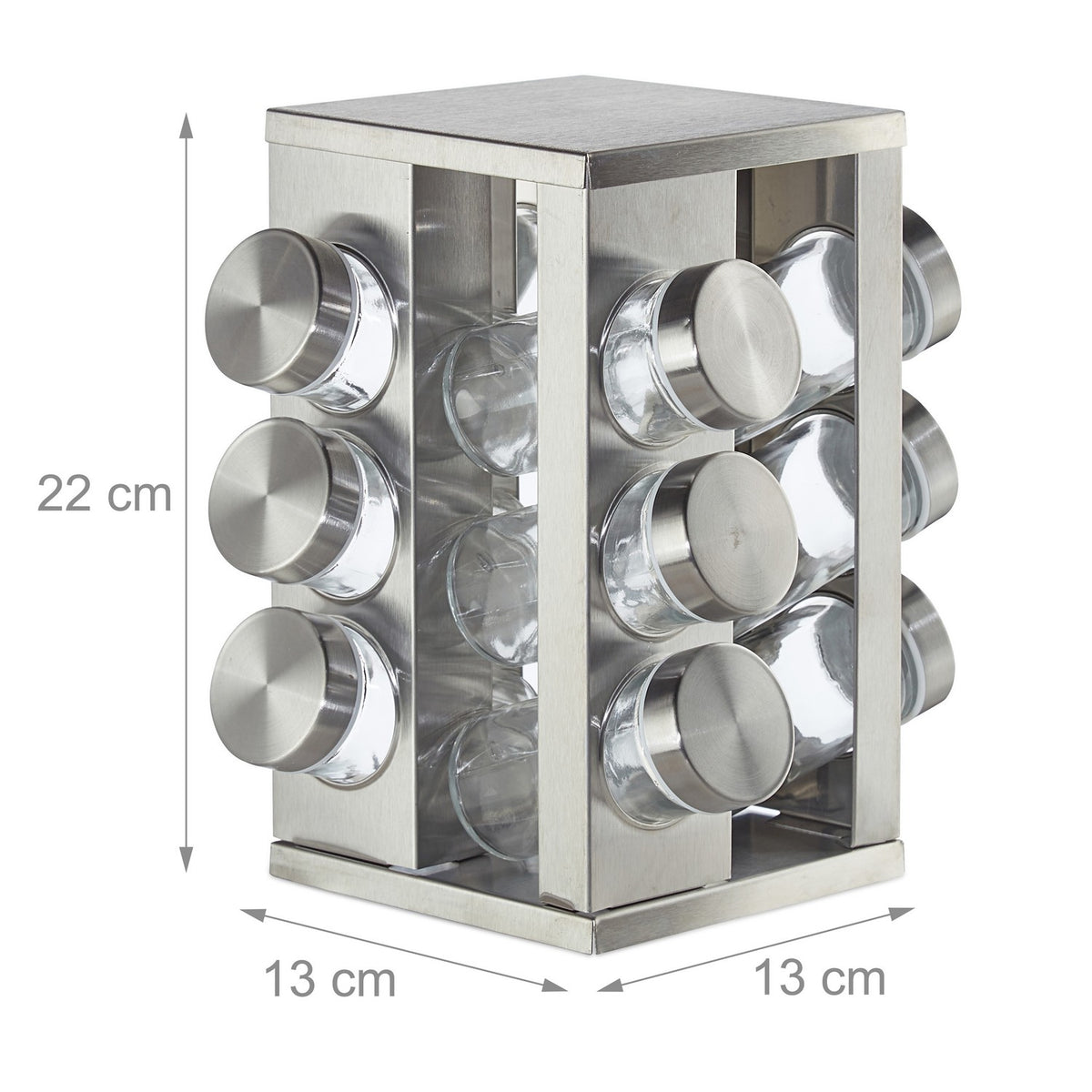 Rotating spice rack with 12 spice jars