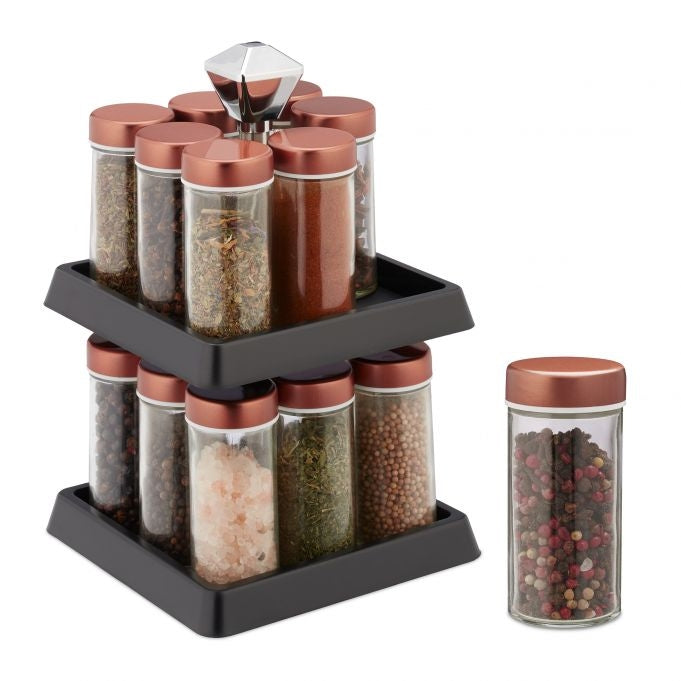 Rotating spice rack with 16 jars