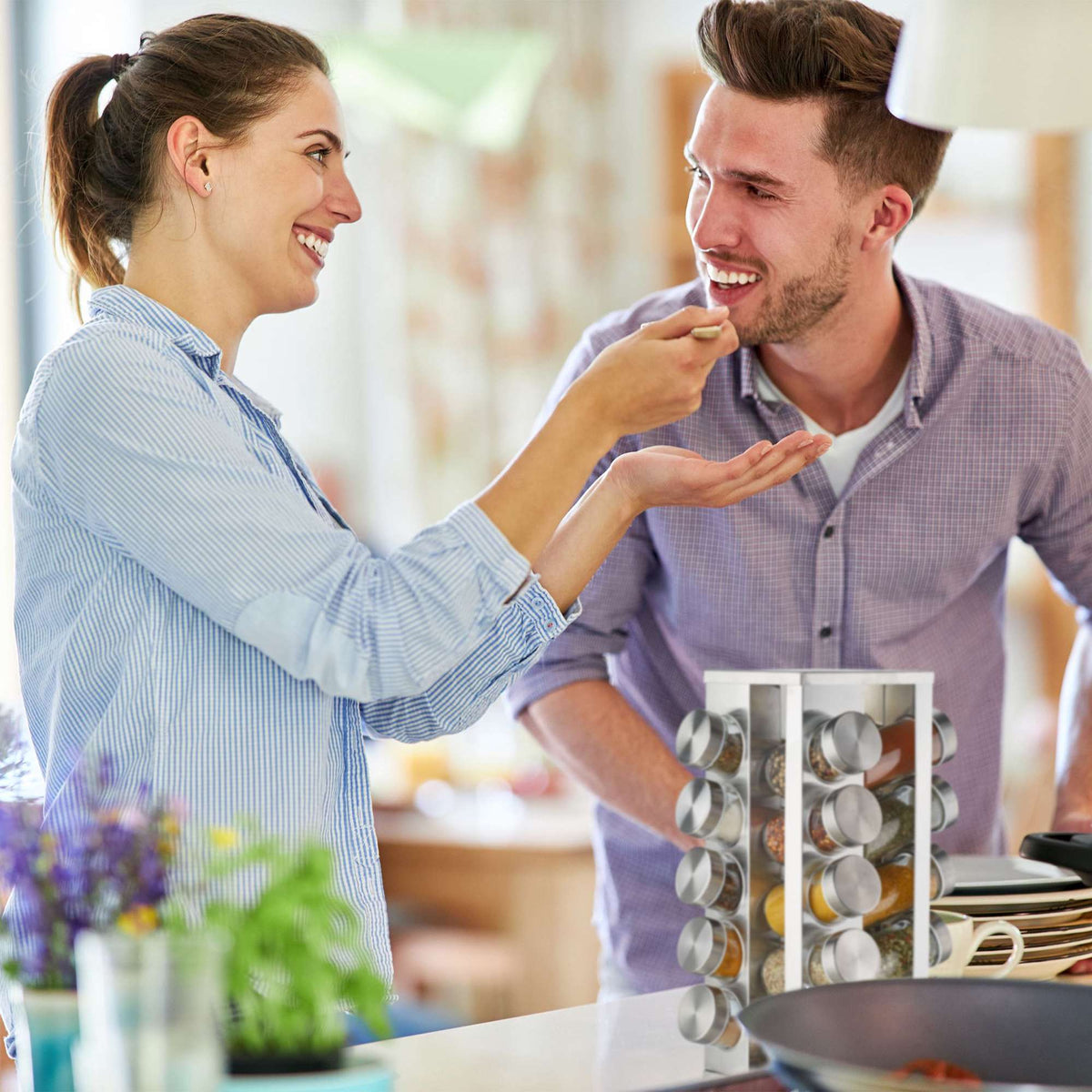 Rotating spice rack with 20 spice jars