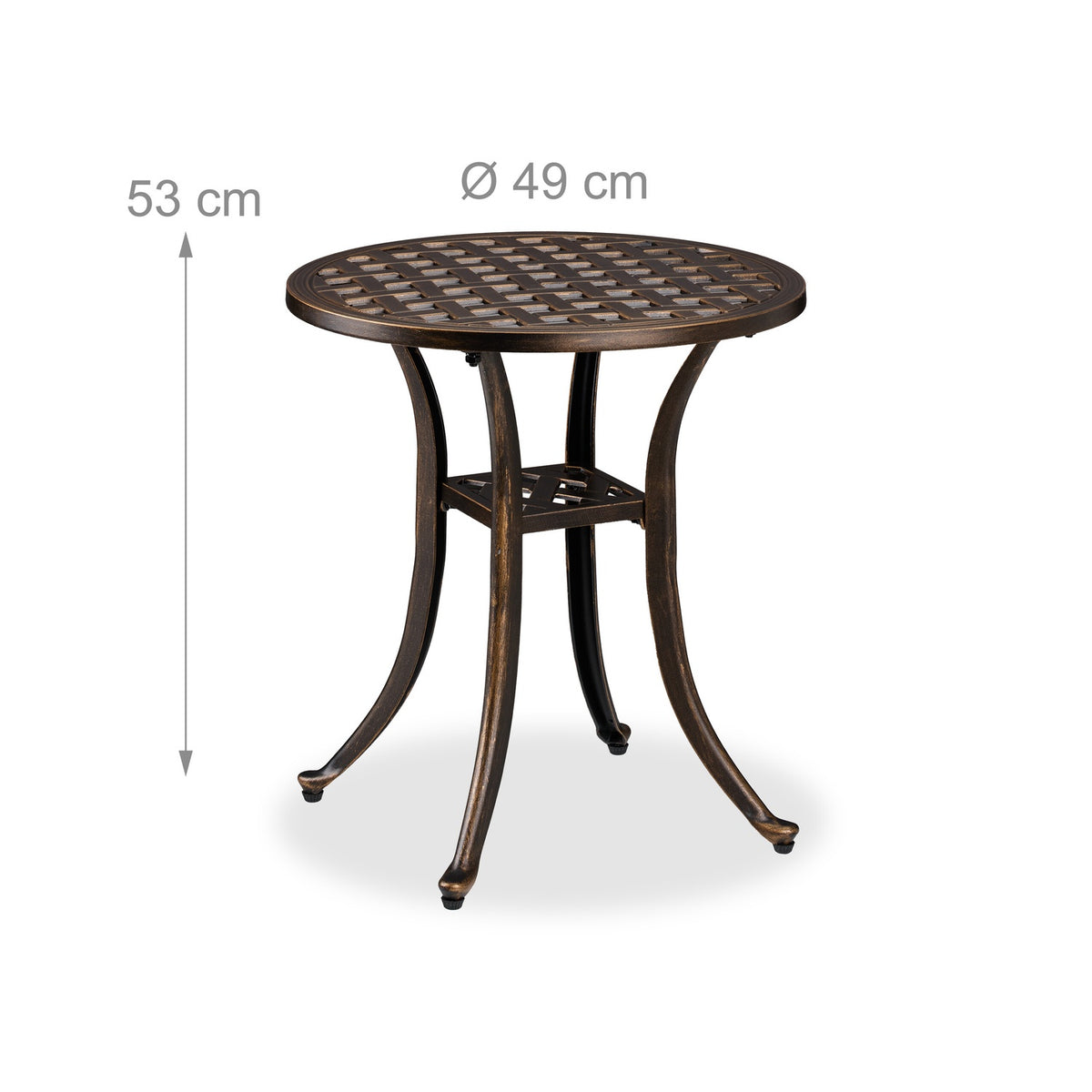 Round Cast Aluminium Patio Side Table, Weatherproof