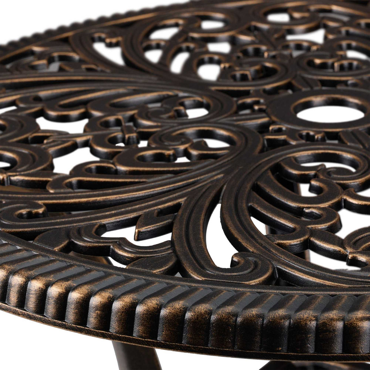 Round Cast Aluminum Garden Side Table – Weatherproof