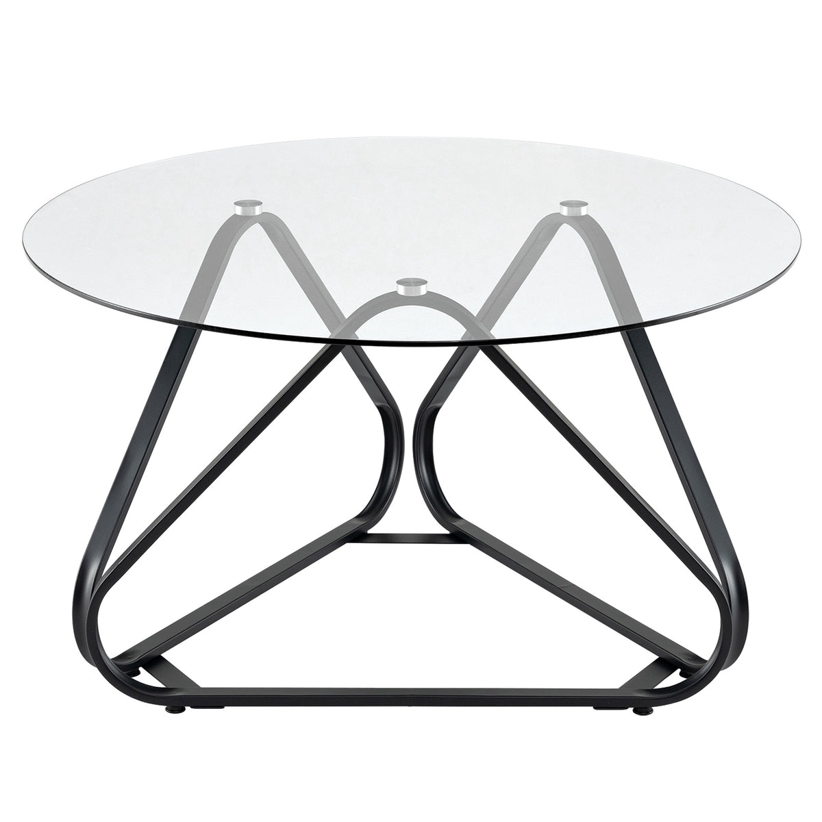 Round Coffee Table, Tempered Glass & Metal Frame, 80x80 cm
