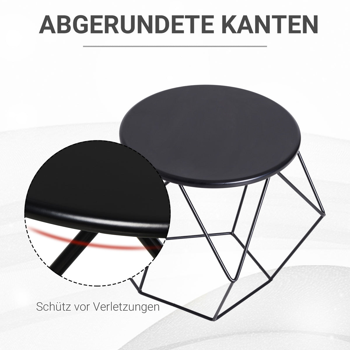 Round Coffee Table With Storage Side Table & Nesting Table, Metal Basket Design, For Living Room & Bedroom, 51X51X44 Cm