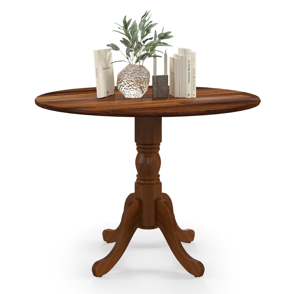 Round Dining Table, 100 cm Rubberwood, Seats 4, Walnut