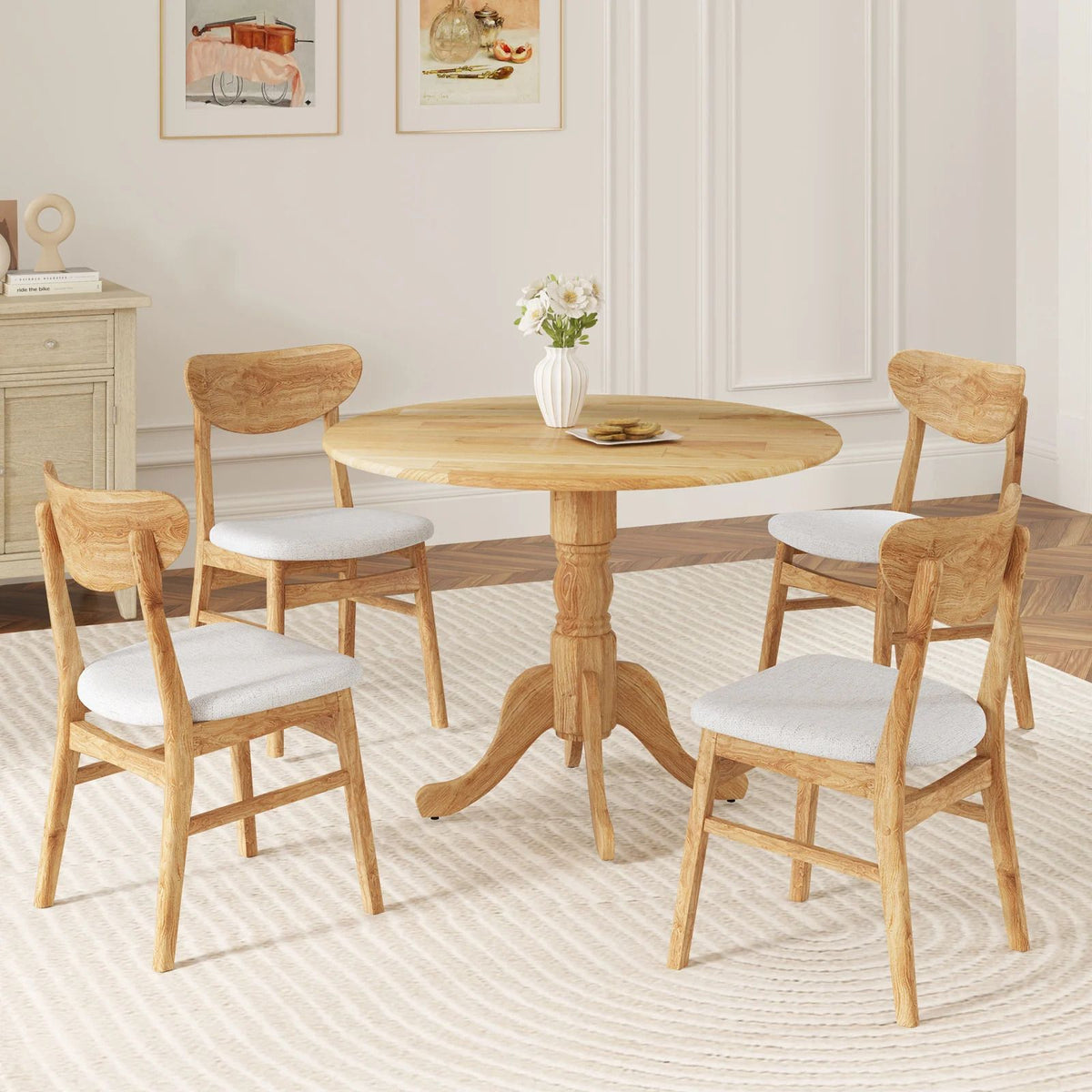 Round Dining Table, Rubber Wood, 40-Inch, Seats 4