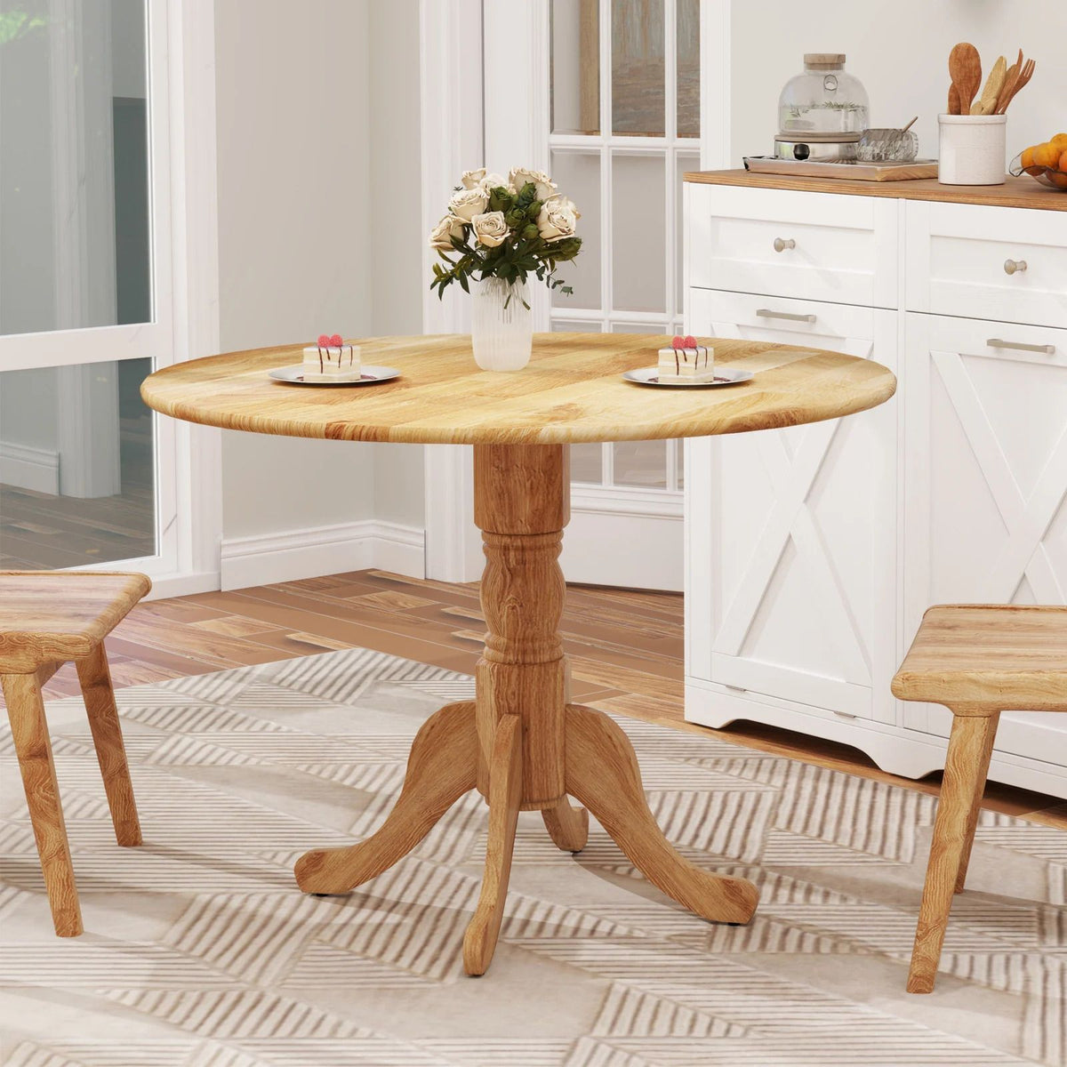 Round Dining Table, Rubber Wood, 40-Inch, Seats 4
