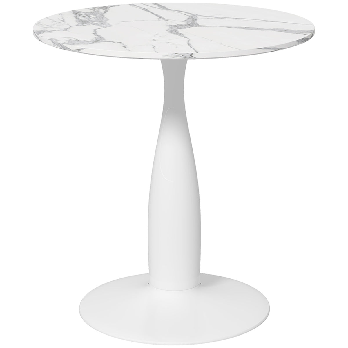 Round Dining Table, White MDF Top, Steel Base, Ø70 cm