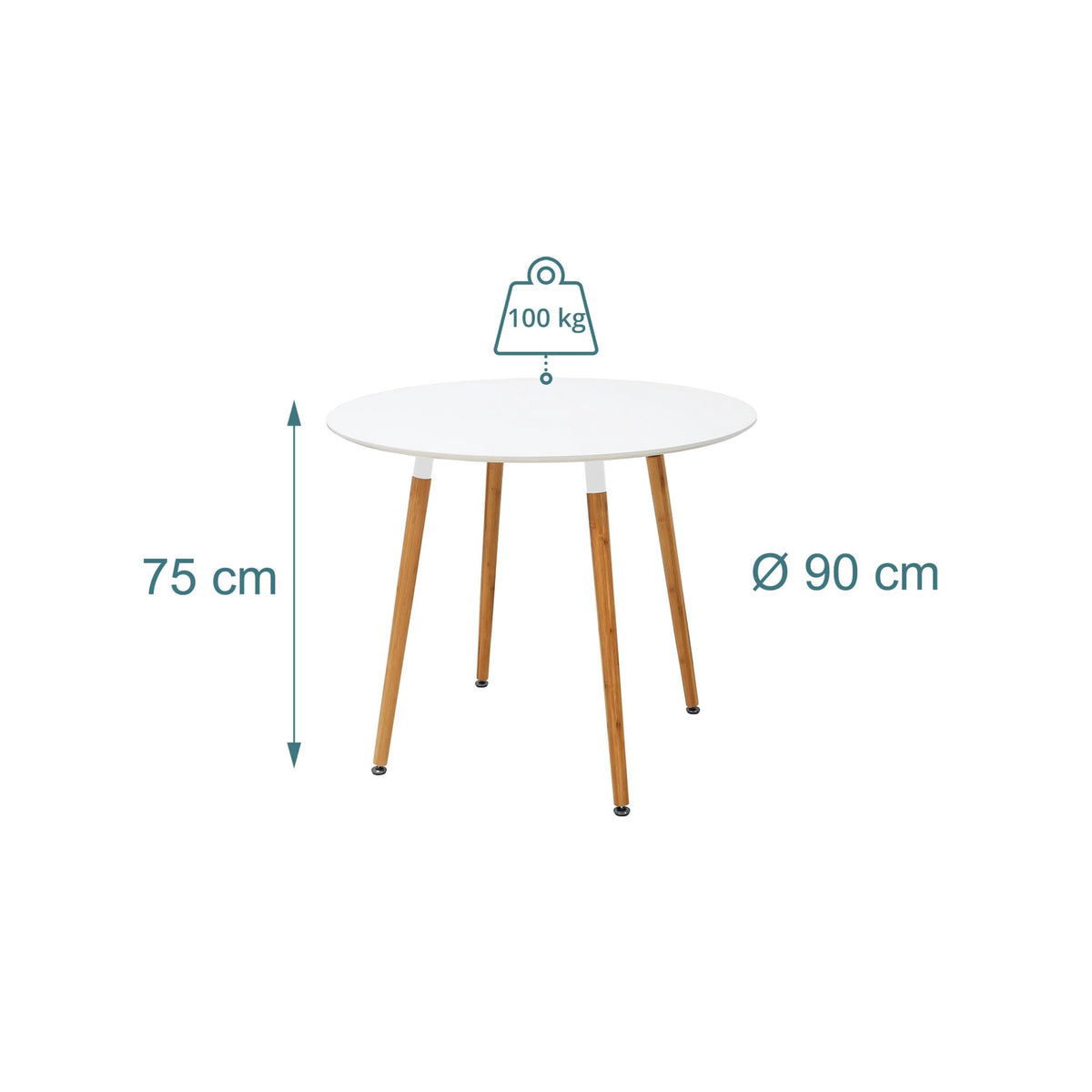 Round Dining Table with Bamboo Legs – Seats 4